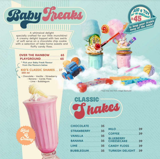 Grubhouse Milkshakes Menu 