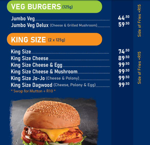 Jolly Grubber Burger Menu