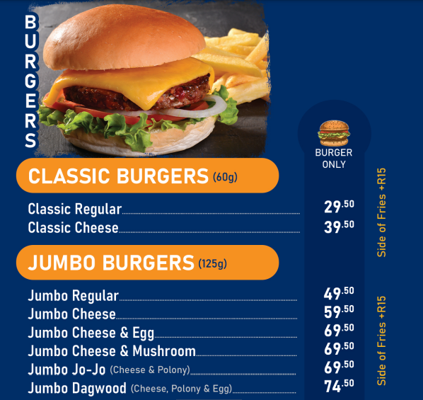 Jolly Grubber Burger Menu