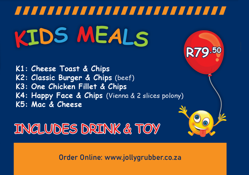 Jolly Grubber Kiddies Meals Menu