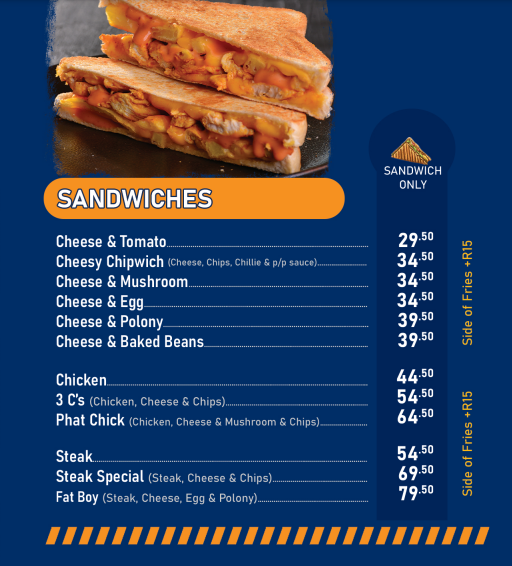 Jolly Grubber Sandwiches Menu