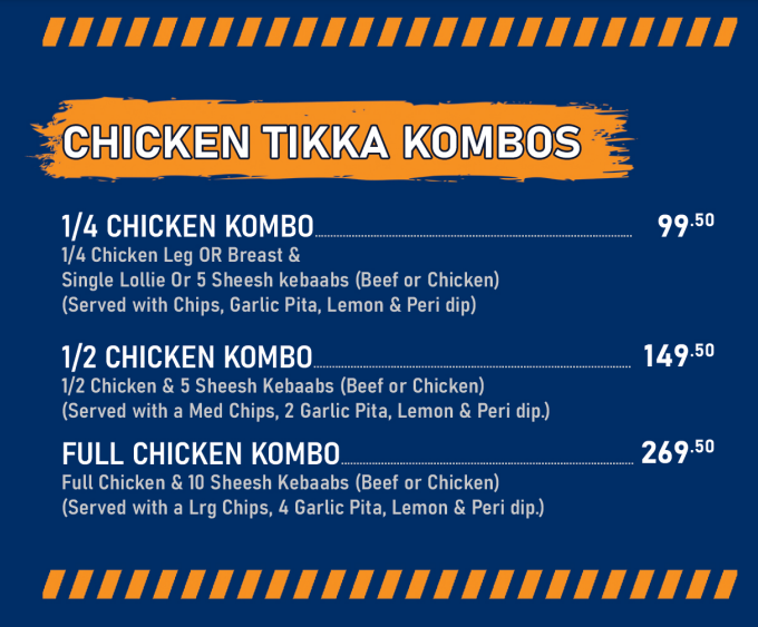 Jolly Grubber Tikka & Combo Menu