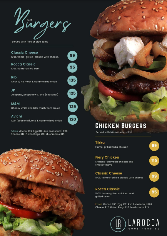  La Rocca Cape Town Menu Burgers