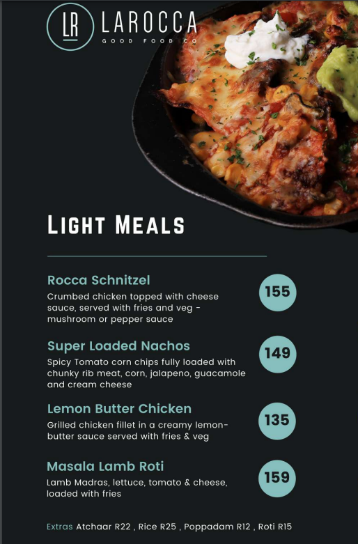  La Rocca Cape Town Menu Light Meals