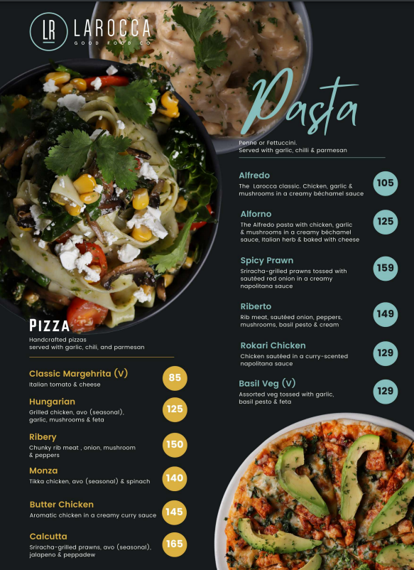  La Rocca Cape Town Menu Pizza & Pasta