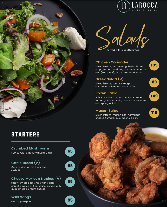  La Rocca Cape Town Menu Salads