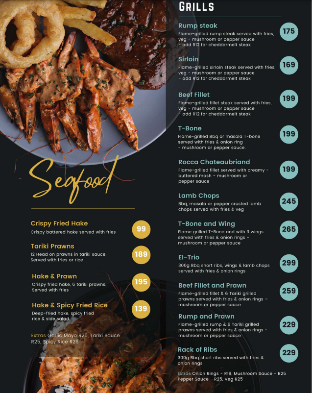  La Rocca Cape Town Menu Seafood