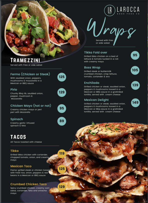  La Rocca Cape Town Menu Wraps & Tacos