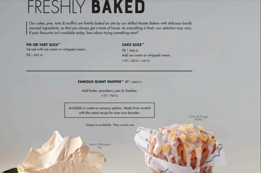 Mugg and Bean Freshly Baked Menu