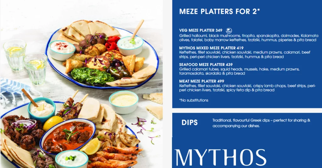 Mythos Menu Meze Platters for 2