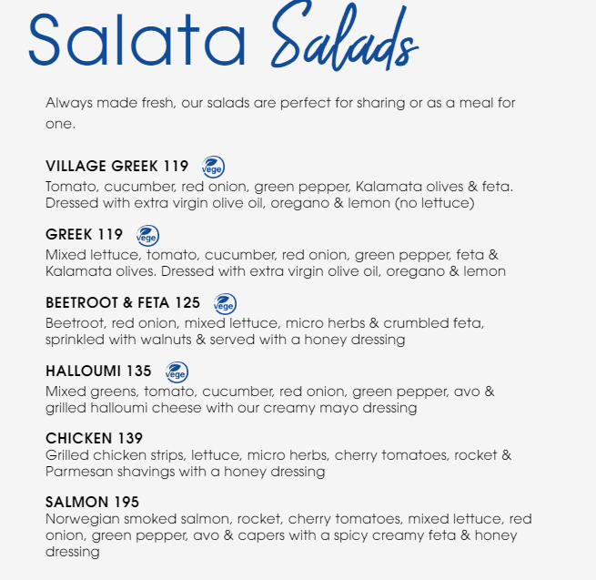 Mythos Menu Salata (Salads)