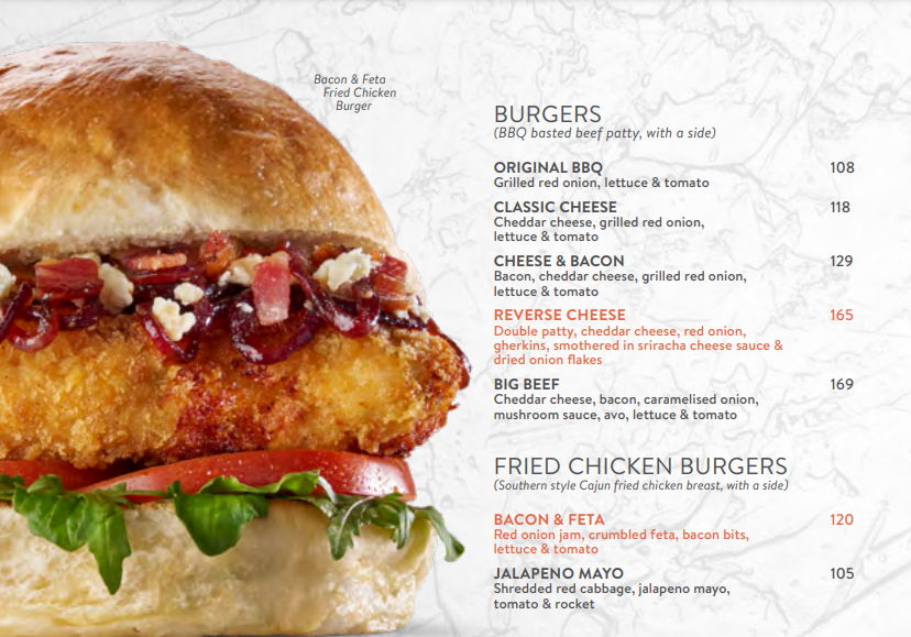 News Cafe Boksburg Menu South Africa BURGERS