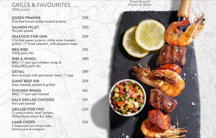 News Cafe Boksburg Menu South Africa GRILLS & FAVOURITES