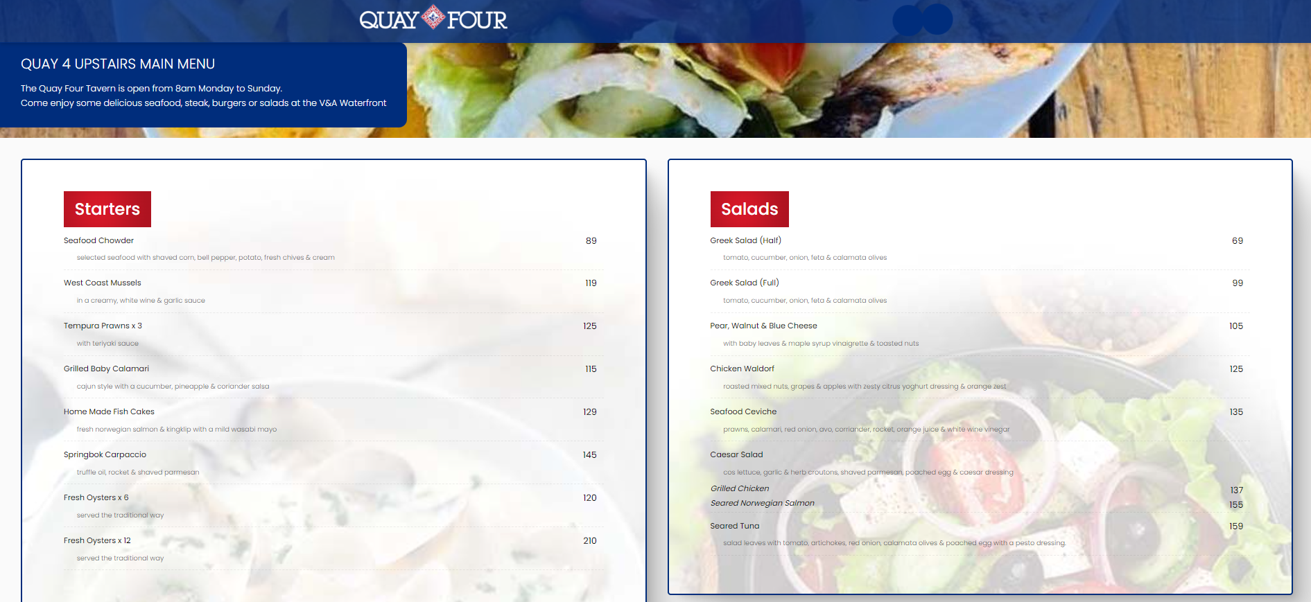 Quay Four Restaurant Menu Prices 2025: SA's Latest Update