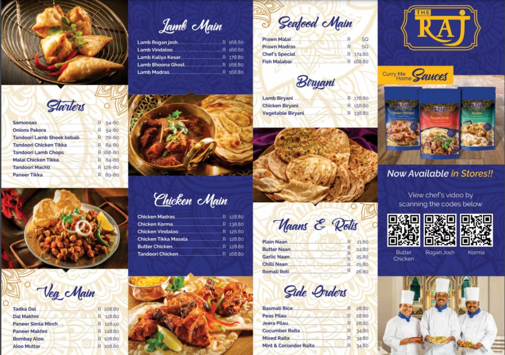 The Raj Menu South Africa With Updated Prices in South Africa