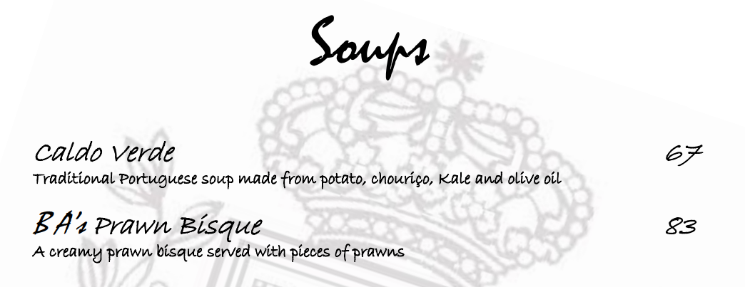 Beira Alta Soups Menu 