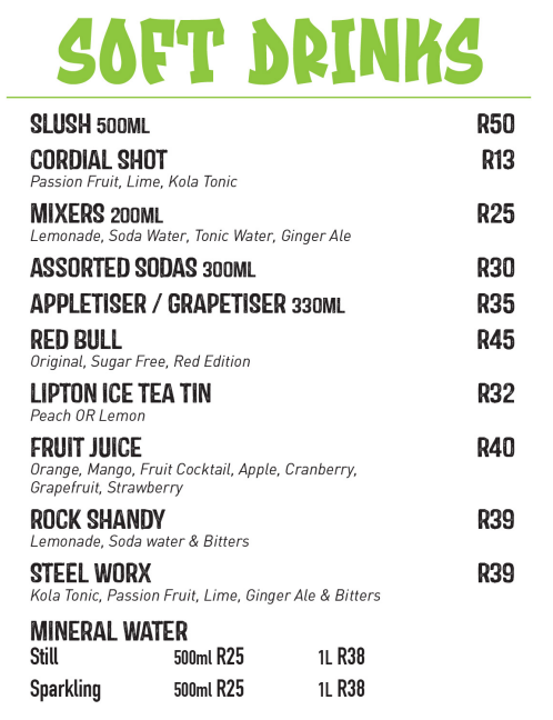 Blueberry Beacon Restaurant Soft Drinks Menu