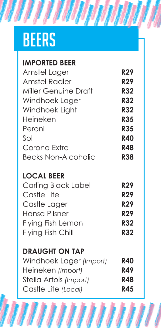 California Dreaming Durban Beer on Tap Menu