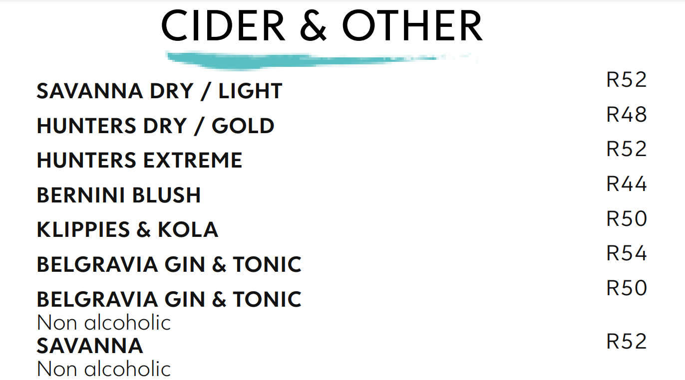 Hyto Tyto Ciders & Others Menu