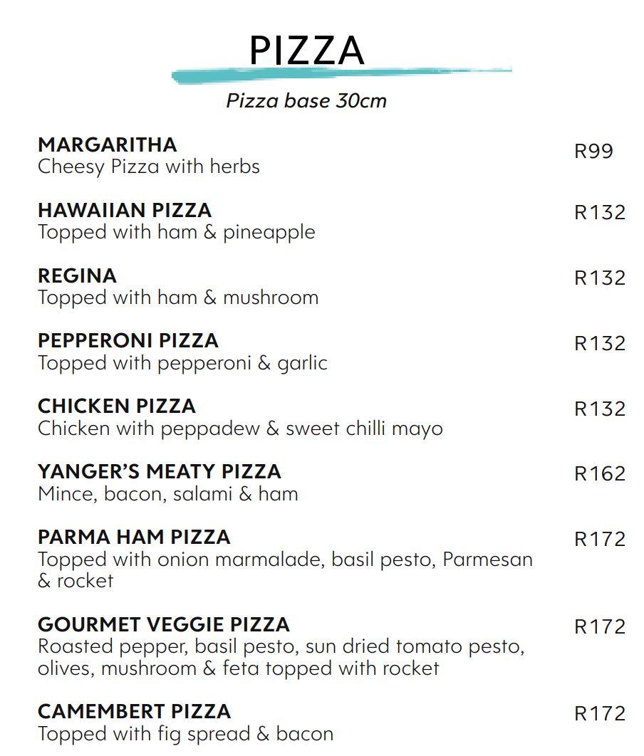 Hyto Tyto Pizza Menu