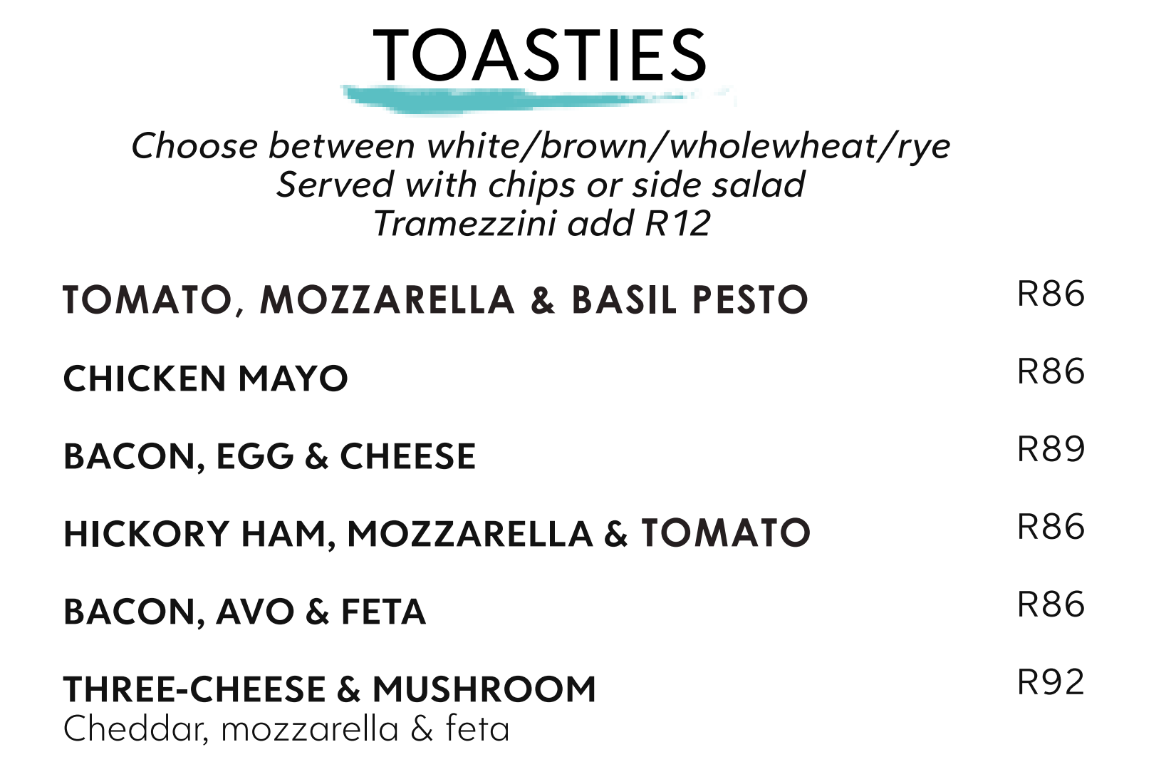 Hyto Tyto Toasties Menu