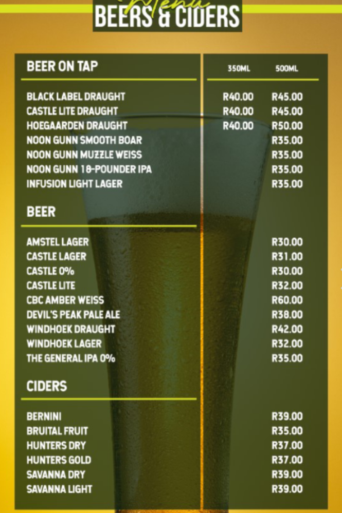 Infusion On Long Beer Menu 