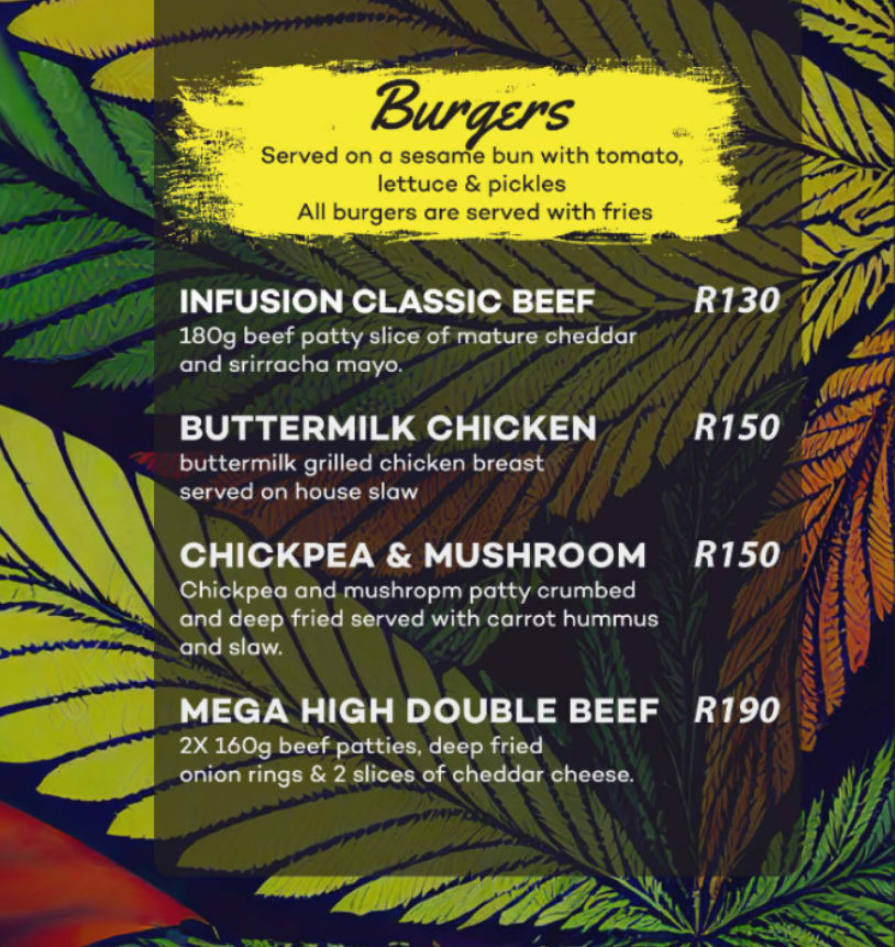 Infusion On Long Burgers Menu 