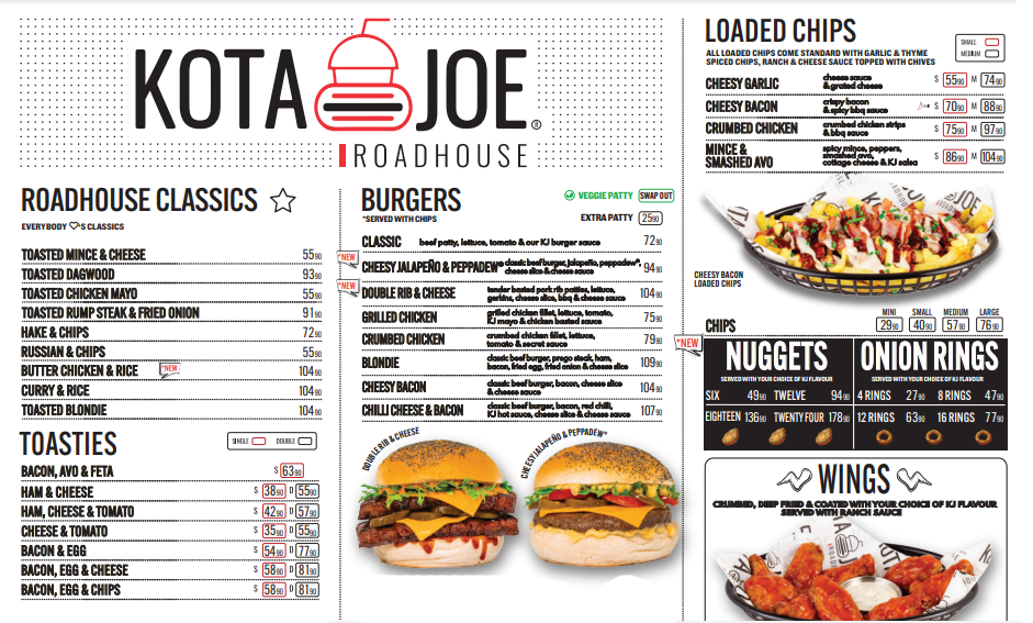 Kota Joe Menu South Africa