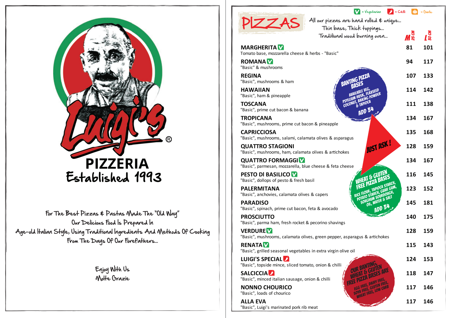 Luigi’s Menu South Africa