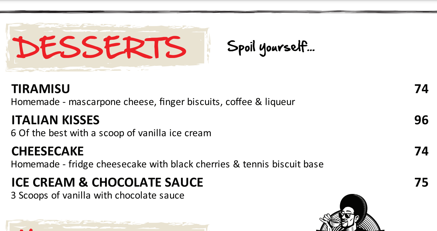 Luigi’s desserts Menu 