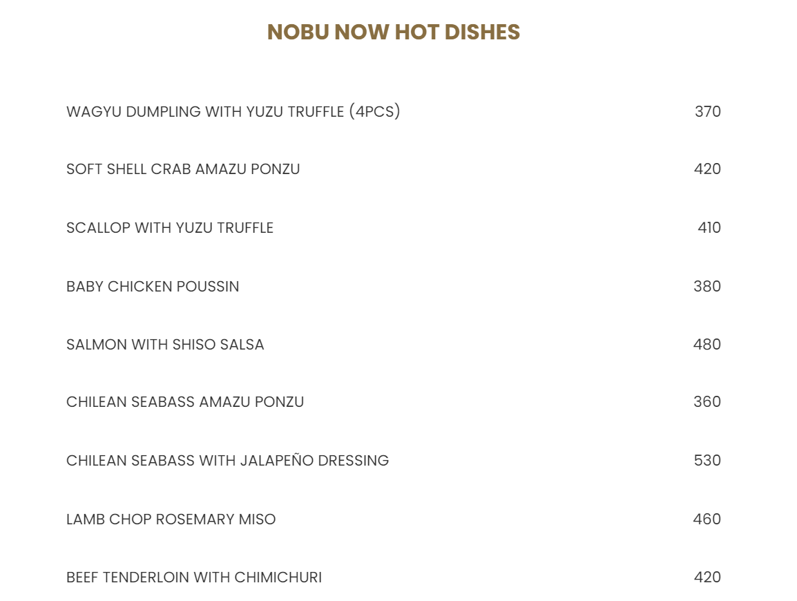 Nobu Cape Town Now Hot Dishes