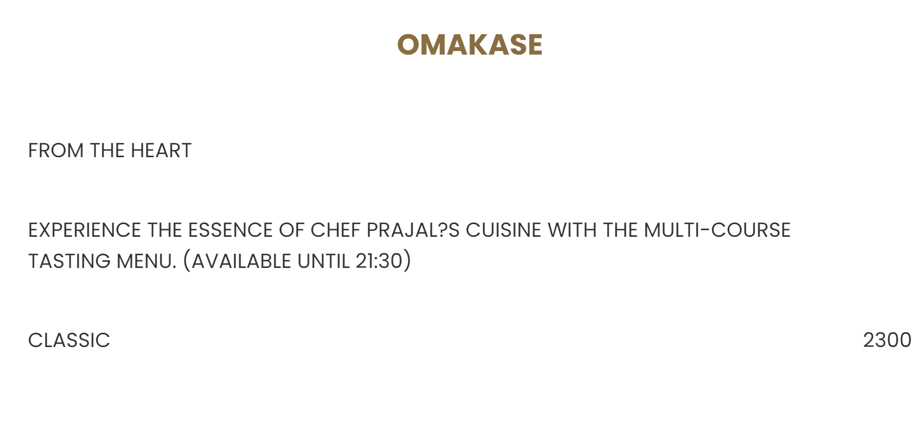 Nobu Cape Town Omakase Menu