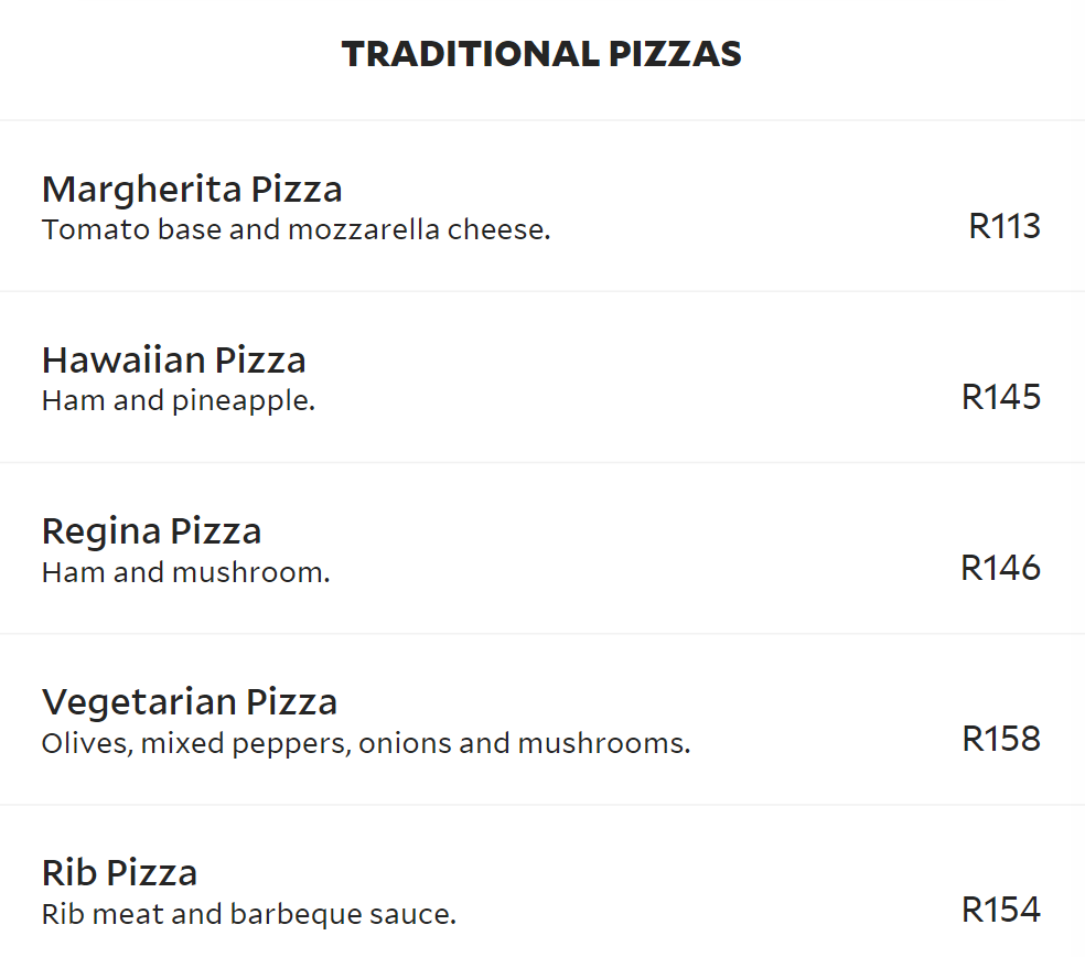 Pantellis Traditional Pizza Menu