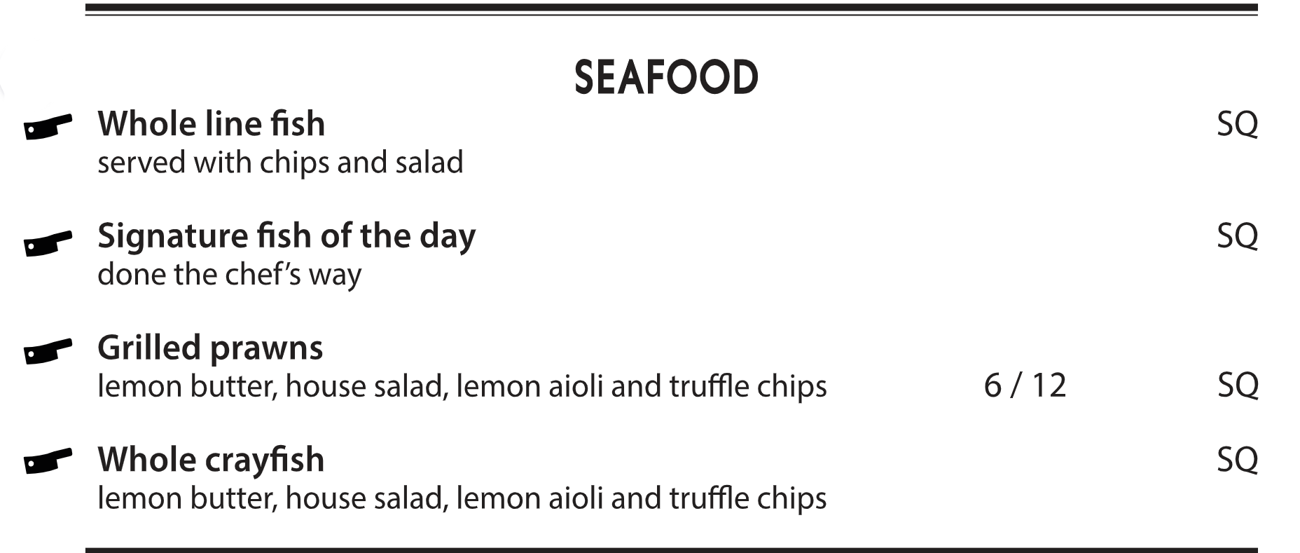 The Blockman Seafood Menu 