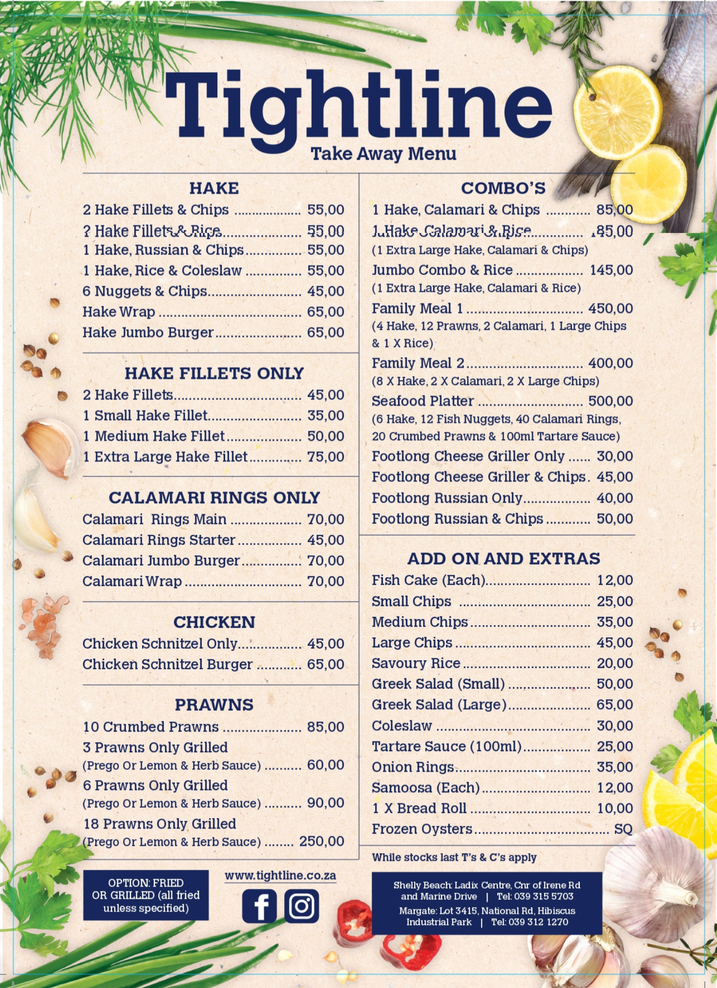 Tightline Salta Menu South Africa