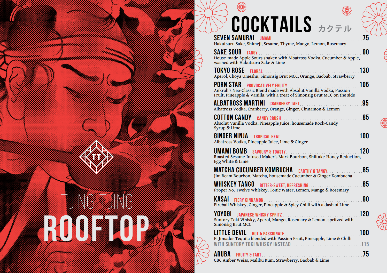 Tjing Tjing  Rooftop Cocktails Menu