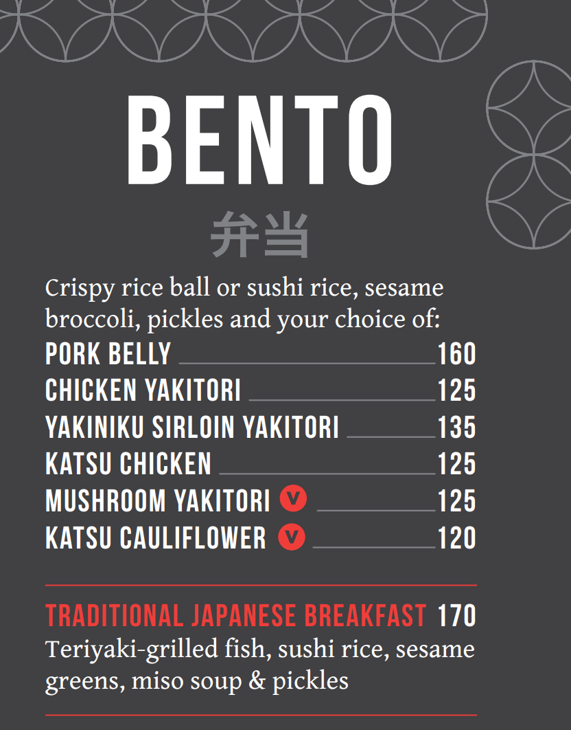 Tjing Tjing Torii Bento Menu