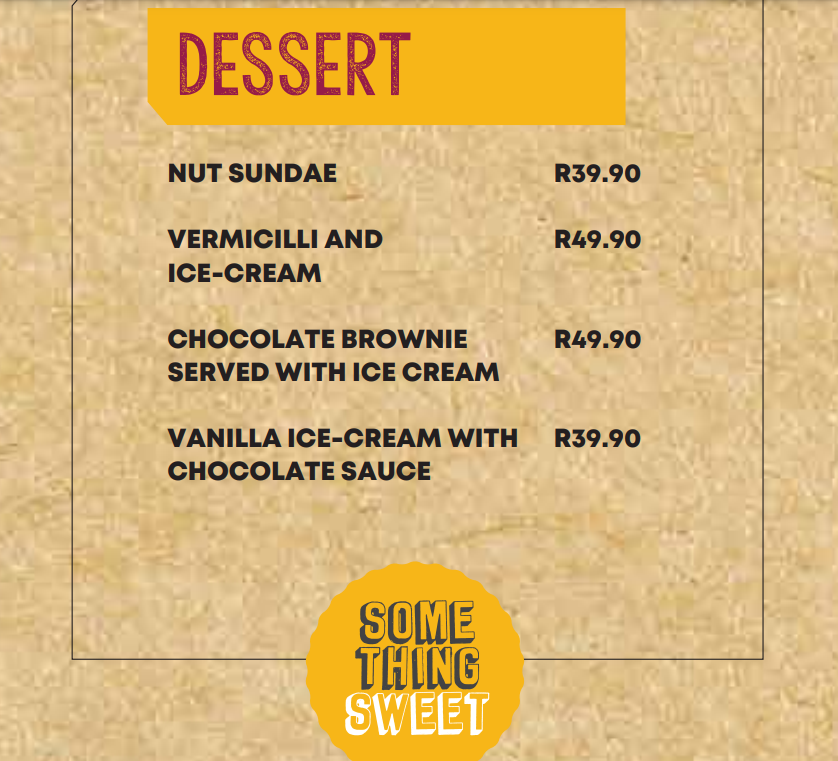  Wembley Roadhouse Dessert Menu