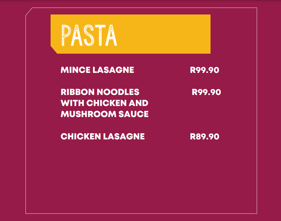  Wembley Roadhouse Pasta Menu