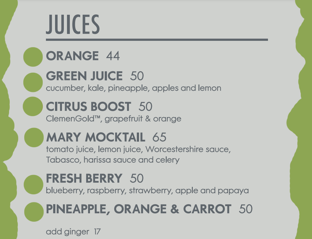 Woolworths Cafe Drinks Menu