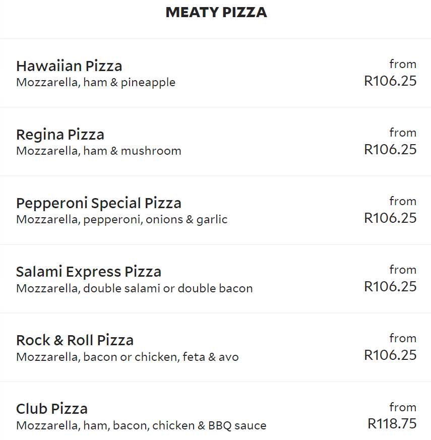 Chippos Meaty Pizza Menu 