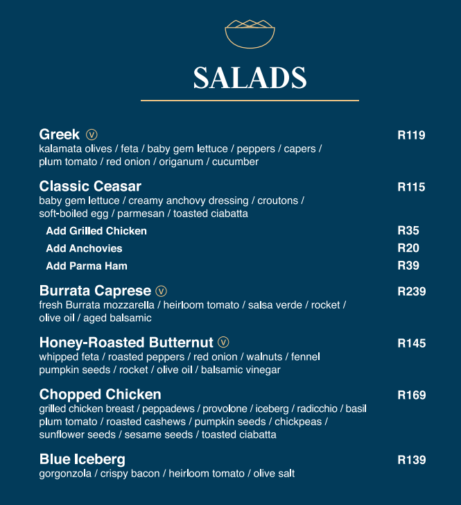 Cilantros Salads Menu