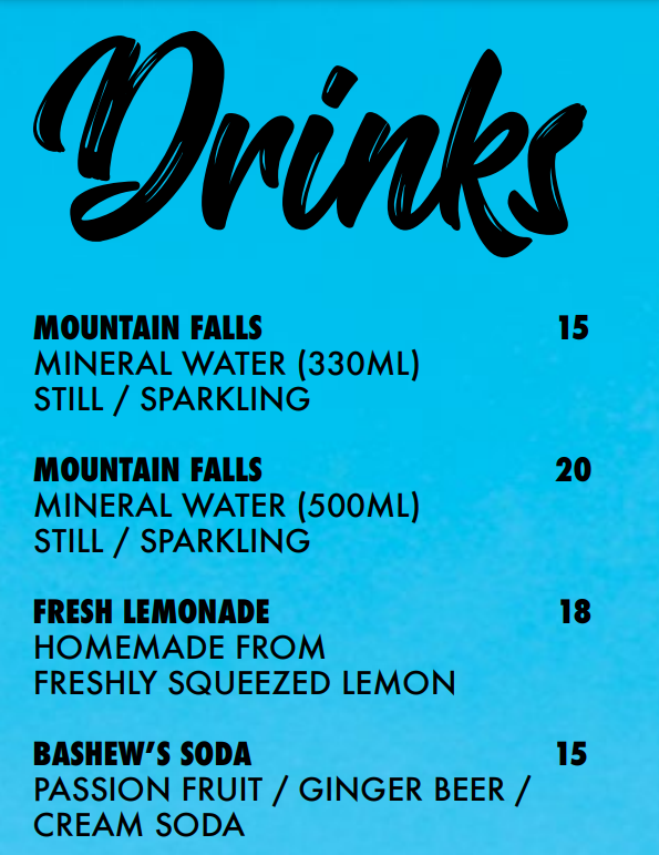 Free Bird Drinks Menu